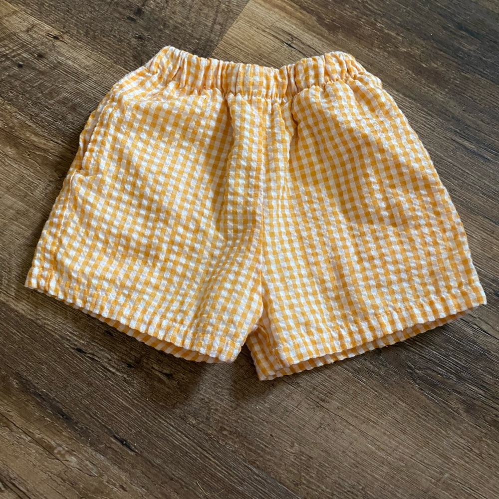 Kids Yellow Gingham Shorts